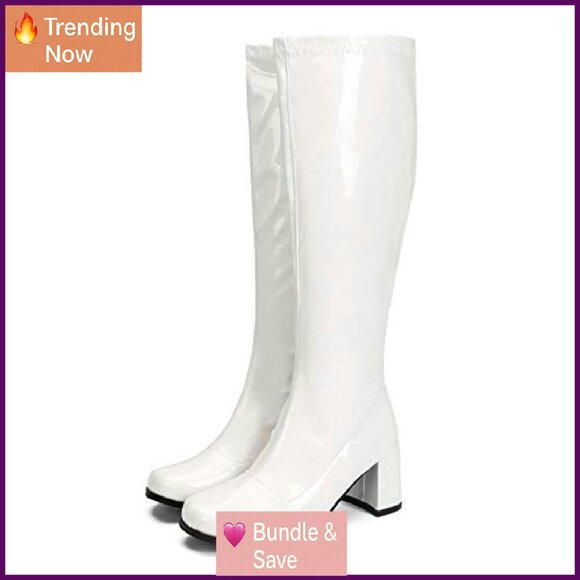 Knee High Block Heel Square Toe Gogo Boots 7CM Heel Waterproof PU - Picture 7 of 7